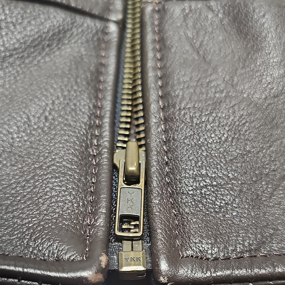 Vintage U.S. Navy Leather Jacket – Small, Tomcat & Ship Patches, Fur Collar